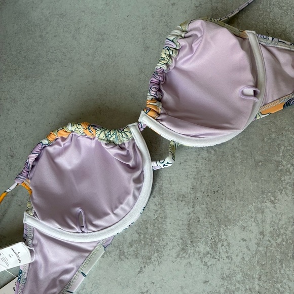 Cupshe Floral Bikini Set Purple Orange Multicolor Flowers Large - Picture 9 of 13